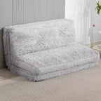 Divano letto pieghevole, 2 posti, imbottito in schiuma, bianco crema/grigio chiaro
