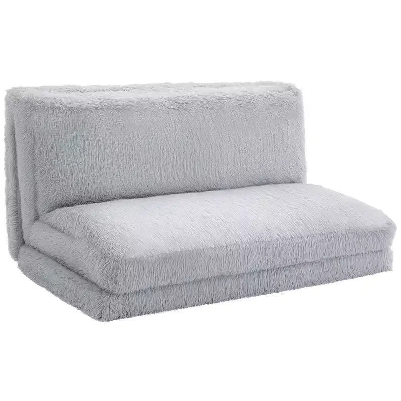 Divano letto pieghevole, 2 posti, imbottito in schiuma, bianco crema/grigio chiaro