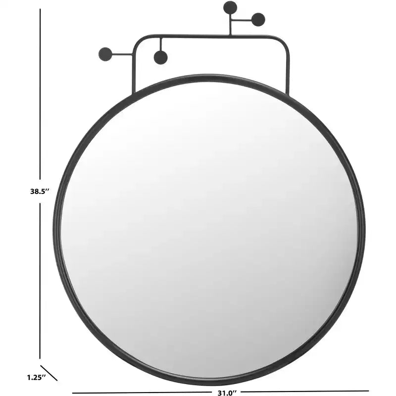 Specchio da parete rotondo in ferro nero, singolo, 31" – Verticale/Orizzontale