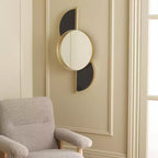 Specchio da parete ad arco con cornice dorata, singolo, oro/nero e oro/bianco