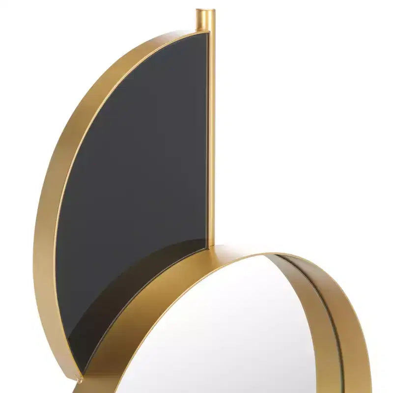 Specchio da parete ad arco con cornice dorata, singolo, oro/nero e oro/bianco
