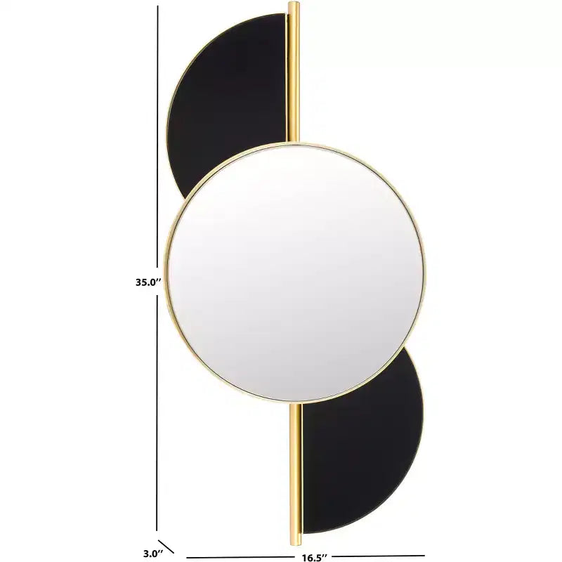 Specchio da parete ad arco con cornice dorata, singolo, oro/nero e oro/bianco
