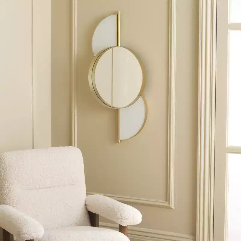 Specchio da parete ad arco con cornice dorata, singolo, oro/nero e oro/bianco