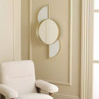 Specchio da parete ad arco con cornice dorata, singolo, oro/nero e oro/bianco