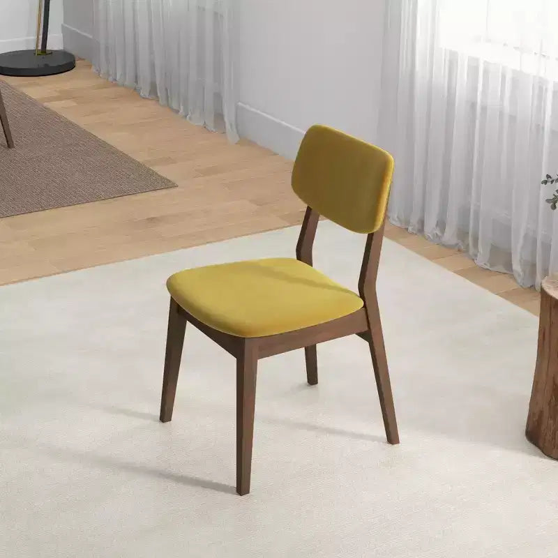 Sedie da pranzo senza braccioli in velluto giallo scuro, set da 2