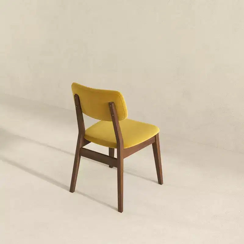 Sedie da pranzo senza braccioli in velluto giallo scuro, set da 2