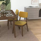 Sedie da pranzo senza braccioli in velluto giallo scuro, set da 2