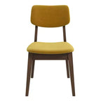Sedie da pranzo senza braccioli in velluto giallo scuro, set da 2