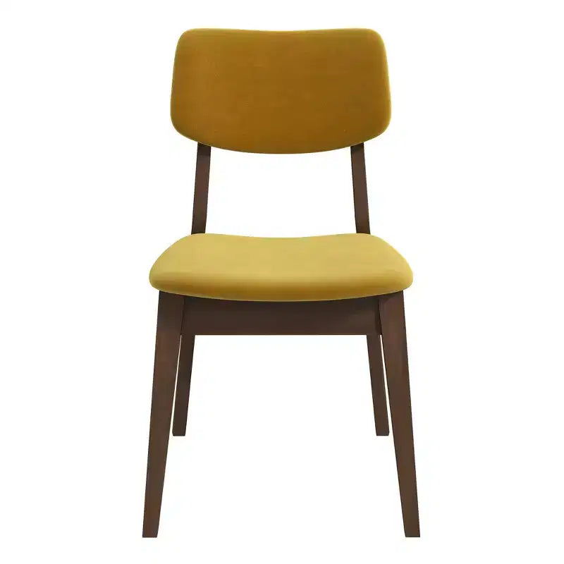 Sedie da pranzo senza braccioli in velluto giallo scuro, set da 2
