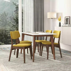 Sedie da pranzo senza braccioli in velluto giallo scuro, set da 2