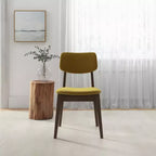 Sedie da pranzo senza braccioli in velluto giallo scuro, set da 2