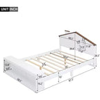 Letto singolo a piattaforma bianco con cassetti contenitore e luce LED, per 1 persona