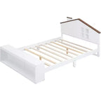 Letto singolo a piattaforma bianco con cassetti contenitore e luce LED, per 1 persona