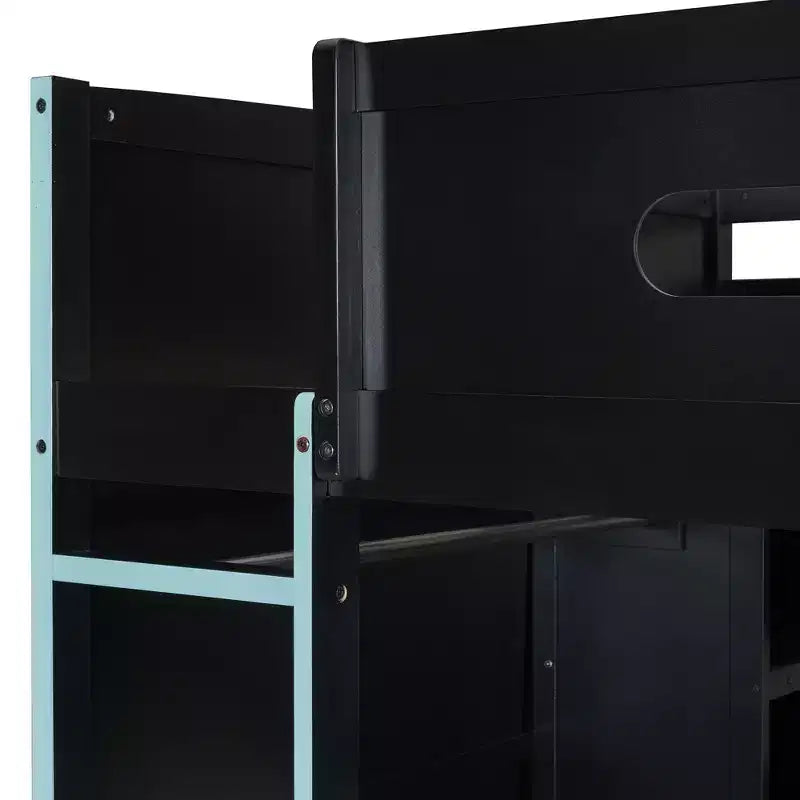 Letto a soppalco da gaming per adulti con scrivania, armadio, LED e USB – singolo – Blu/Verde/Rosso