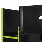 Letto a soppalco da gaming per adulti con scrivania, armadio, LED e USB – singolo – Blu/Verde/Rosso