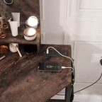 Angolo Toeletta Trucco con Sgabello e Specchio – Nero / Bianco / Tigrato, Lampadine o LED, 1 Persona