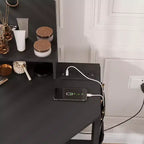 Angolo Toeletta Trucco con Sgabello e Specchio – Nero / Bianco / Tigrato, Lampadine o LED, 1 Persona