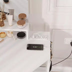 Angolo Toeletta Trucco con Sgabello e Specchio – Nero / Bianco / Tigrato, Lampadine o LED, 1 Persona