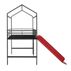 Letto a soppalco matrimoniale in metallo con scivolo e lavagna scrivibile - Nero / Nero+Rosso / Bianco – 1 bambino