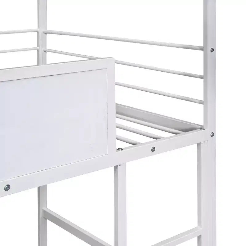 Letto a soppalco matrimoniale in metallo con scivolo e lavagna scrivibile - Nero / Nero+Rosso / Bianco – 1 bambino