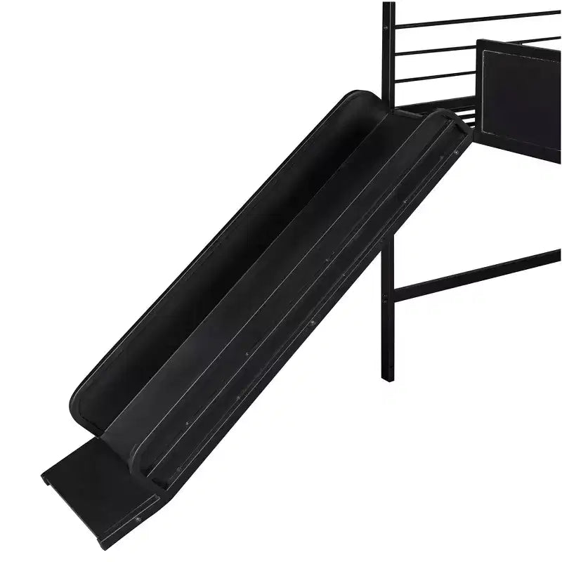 Letto a soppalco matrimoniale in metallo con scivolo e lavagna scrivibile - Nero / Nero+Rosso / Bianco – 1 bambino