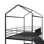 Letto a soppalco matrimoniale in metallo con scivolo e lavagna scrivibile - Nero / Nero+Rosso / Bianco – 1 bambino