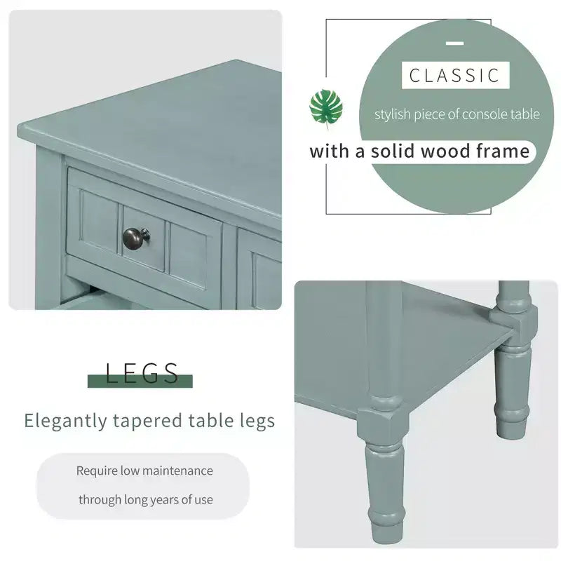 Consolle stretta con cassetti e ripiano, 1 pezzo, Beige / Nero / Azzurro / Naturale / Blu Navy