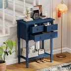 Consolle stretta con cassetti e ripiano, 1 pezzo, Beige / Nero / Azzurro / Naturale / Blu Navy