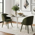 Set of 2 Modern Fabric Upholstered Dining Chairs with Armrest and Wrapped Metal Legs, Padded Kitchen & Dining Room Seating-Panipeachy