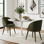 Set of 2 Modern Fabric Upholstered Dining Chairs with Armrest and Wrapped Metal Legs, Padded Kitchen & Dining Room Seating-Panipeachy