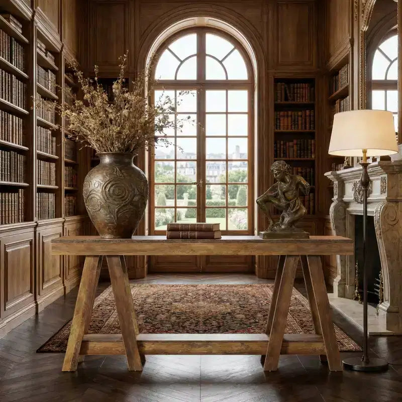 JVNOXK 2-Tier Farmhouse Hall End Table with A-Frame Rustic Side Table for Living Room