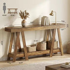 Tavolino finale a 2 ripiani con struttura ad A, beige, in MDF, montaggio da 1 persona