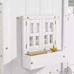 Letto a Castello a Casetta per Due Posti, Twin over Twin, con Tetto e Finestra, Grigio / Naturale&Bianco / Rosa&Bianco / Bianco