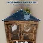 Credenza angolare alta grigio/marrone retrò, anta in vetro, 6 ripiani, montaggio da 1 persona