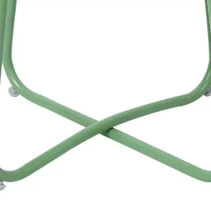 Tavolino da Esterno Tondo in Metallo Verde per 1, Base Incrociata