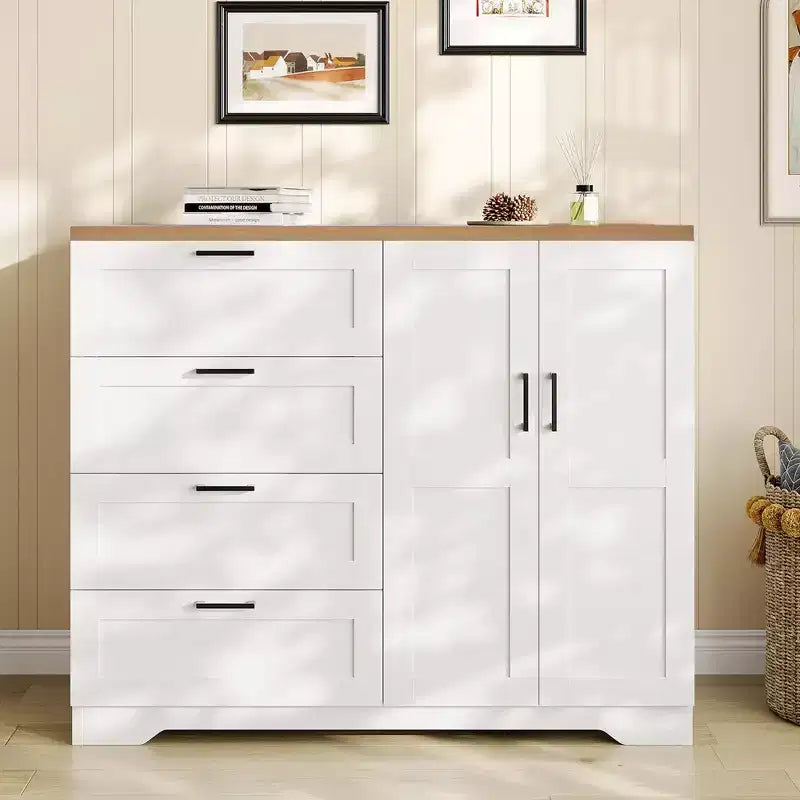 Armadio a 2 ante, bianco/legno, singolo