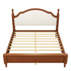 Letto imbottito con base a doghe in legno, colore nero/beige e marrone/beige – Queen/King