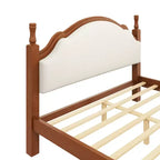 Letto imbottito con base a doghe in legno, colore nero/beige e marrone/beige – Queen/King