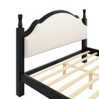 Letto imbottito con base a doghe in legno, colore nero/beige e marrone/beige – Queen/King