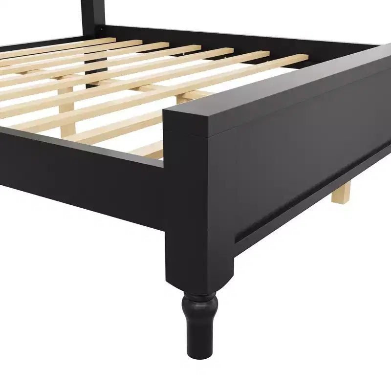 Letto imbottito con base a doghe in legno, colore nero/beige e marrone/beige – Queen/King