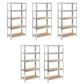 vidaXL 5-Layer Heavy-duty Shelves 5 pcs Silver Steel&Engineered Wood