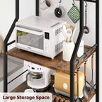 Scaffale da cucina da fornaio nero a 5 ripiani in metallo e MDF con 2 cestelli in filo metallico e 8 ganci