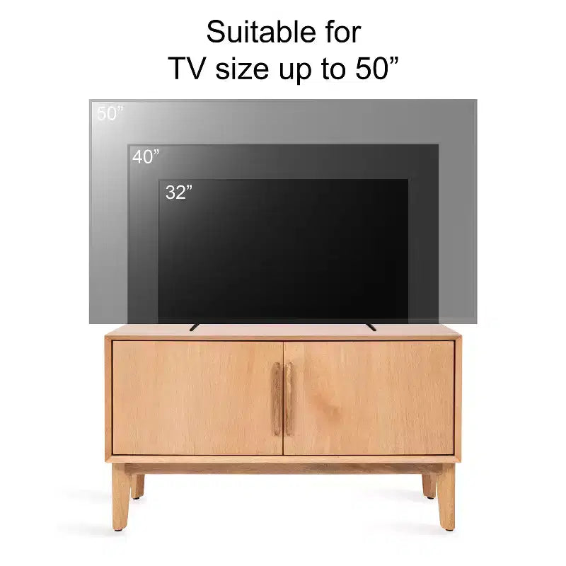 Mobile TV Basso in Legno Naturale / Mobiletto a Due Ante / Uso Singolo
