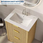 Mobile bagno a piedistallo scanalato bianco con lavabo in ceramica – Singolo, 3 misure