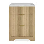 Mobile bagno a piedistallo scanalato bianco con lavabo in ceramica – Singolo, 3 misure