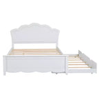 Letto a piattaforma Queen bianco con rotelle a una piazza e mezza, per 2+1 persone