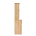 Credenza rustica autoportante con cristalliera, armadio alto da cucina con portabottiglie e ripiani regolabili per sala da pranzo