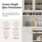 Credenza rustica autoportante con cristalliera, armadio alto da cucina con portabottiglie e ripiani regolabili per sala da pranzo