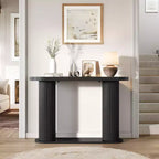 Consolle ovale con scanalature colore nero/noce/legno 42,5" – Ripiano aperto, montaggio da 1 persona