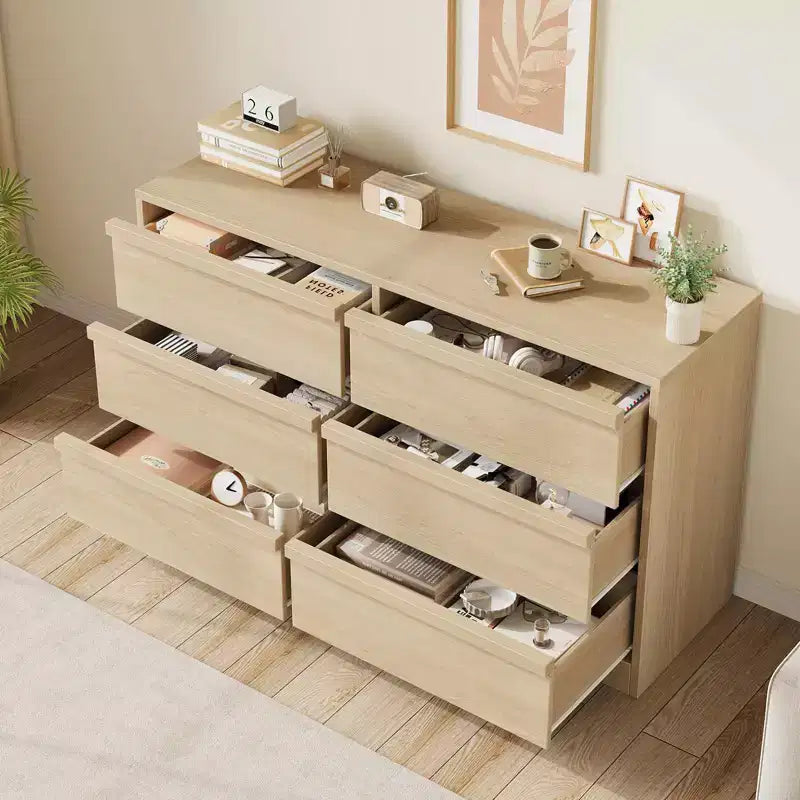 Cassettiera a 6 cassetti, Nero/Noce/Bianco/Color Legno, Legno, Singola